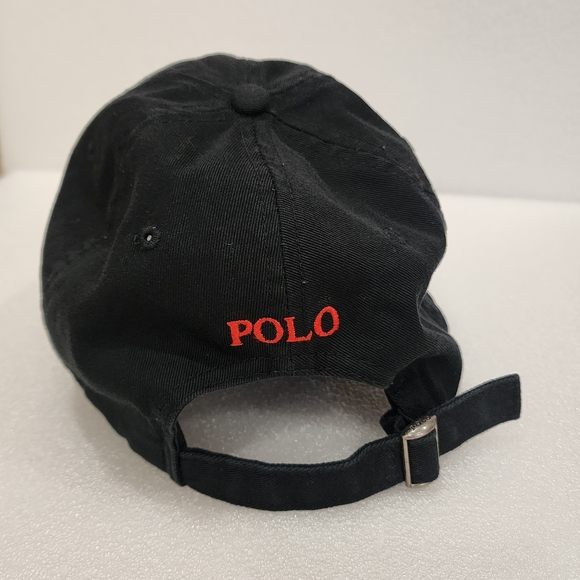 Ralph Lauren Polo Black Hat Baseball Cap Strapback Red Pony One Size - Picture 4 of 8